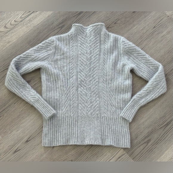 NEW Haven Well Within Pure Cashmere Cable Knit Roll Neck Sweater Grey Medium - Picture 5 of 9